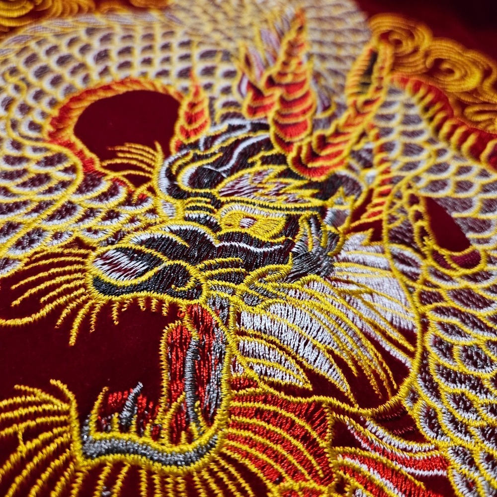 Japanese Sukajan Dragon Embroidered Bomber Jacket Red Men's M Japan Souvenir - Picture 12 of 12